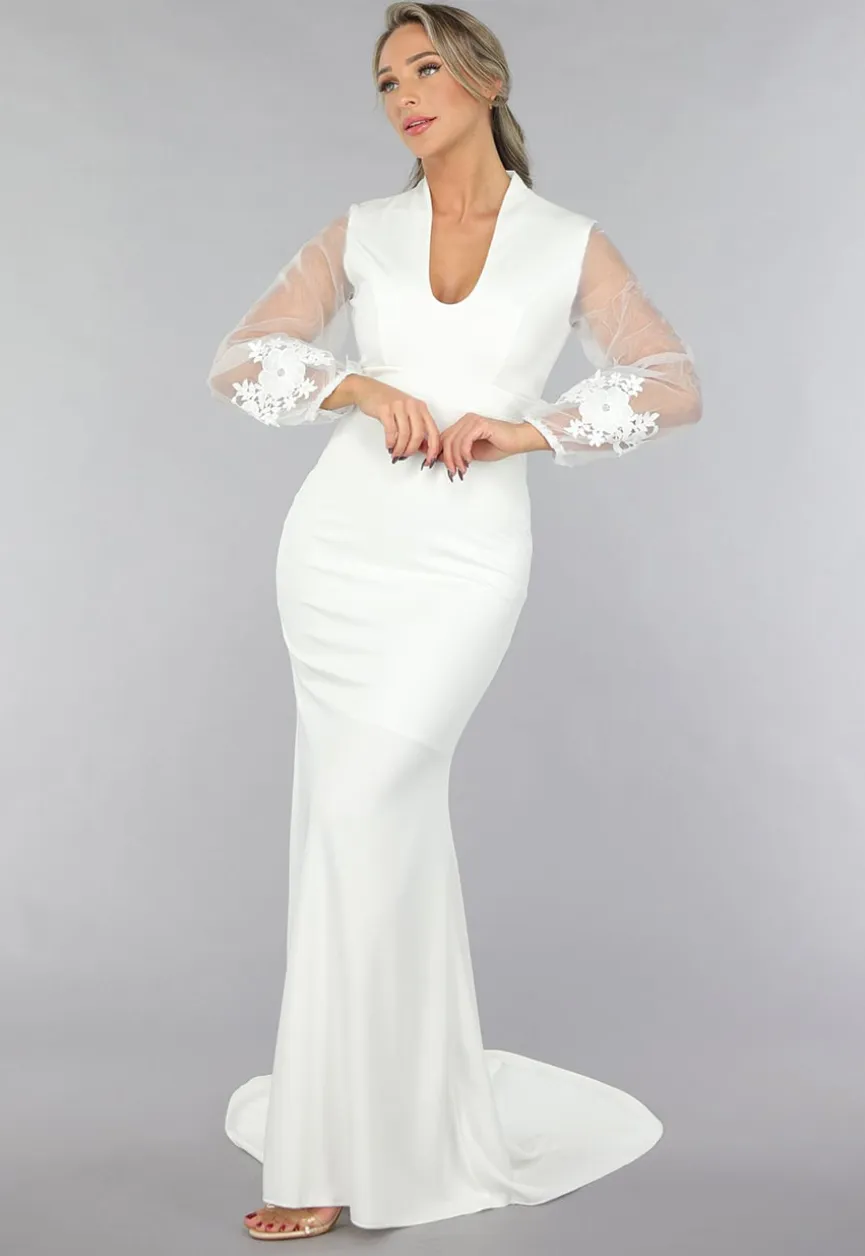 Aansluitende Trouwjurk met Chiffon Mouwen