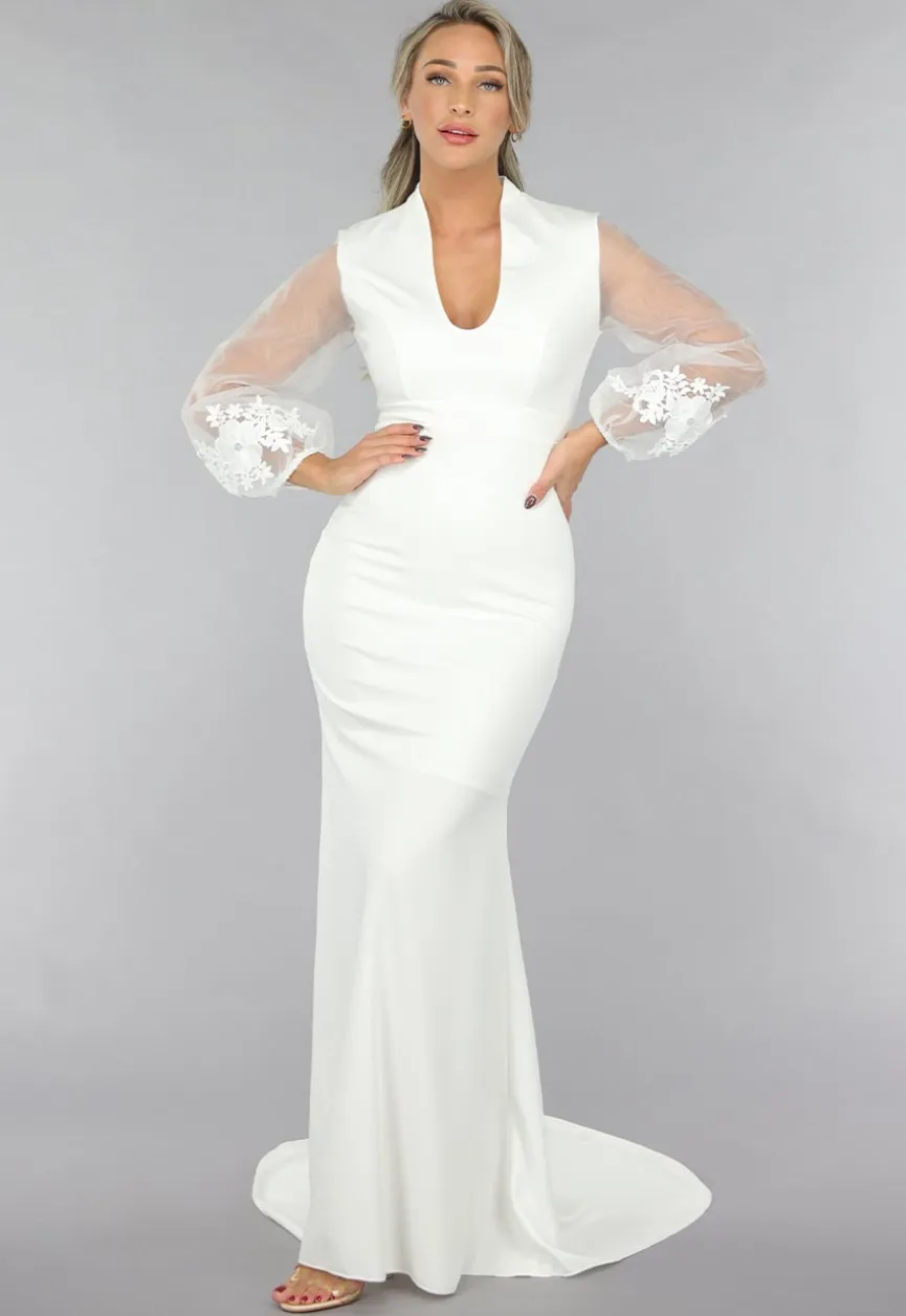 Aansluitende Trouwjurk met Chiffon Mouwen