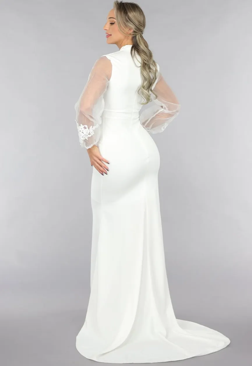 Aansluitende Trouwjurk met Chiffon Mouwen