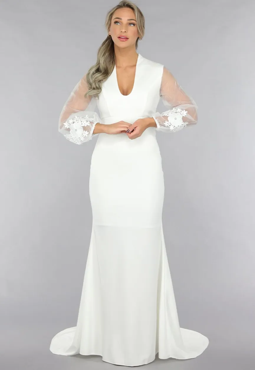 Aansluitende Trouwjurk met Chiffon Mouwen