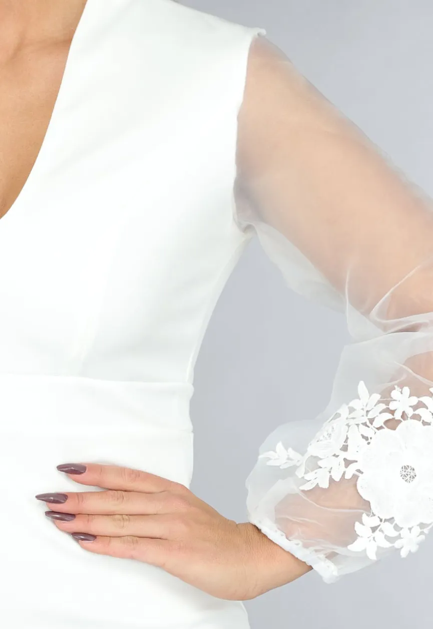Aansluitende Trouwjurk met Chiffon Mouwen