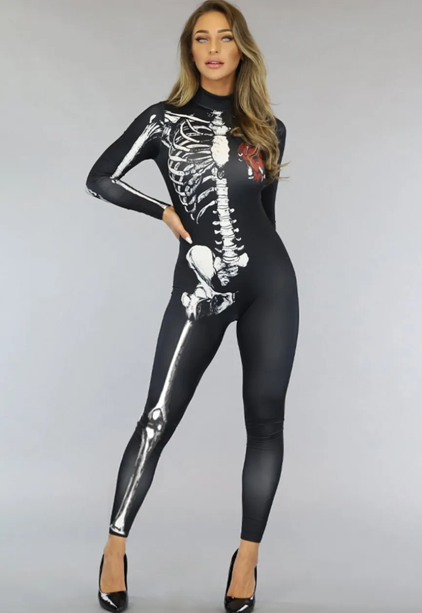 Aansluitend Skelet Jumpsuit