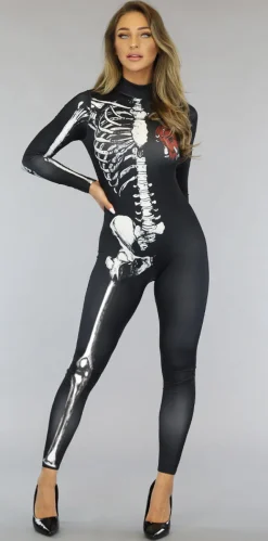 Aansluitend Skelet Jumpsuit