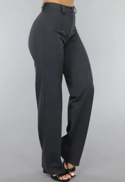Antraciet Elastische Pantalon met Rechte Pijpen
