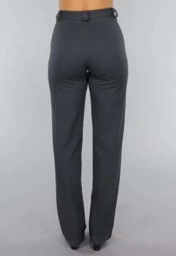 Antraciet Elastische Pantalon met Rechte Pijpen
