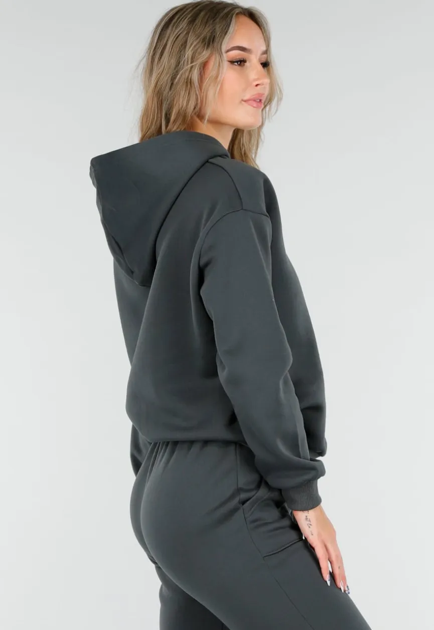 Antracietgrijs Joggingpak met Capuchon en Trekkoord