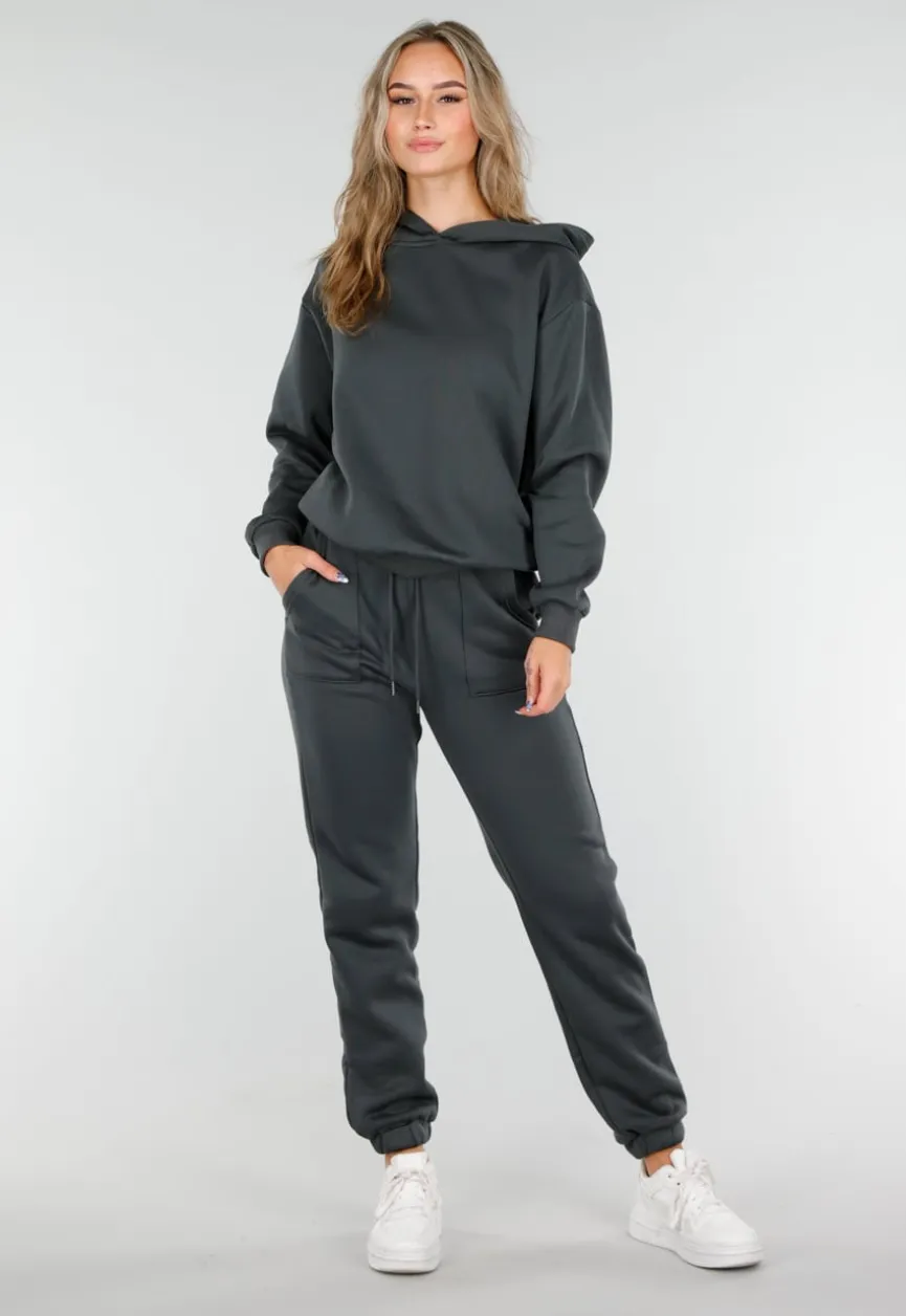 Antracietgrijs Joggingpak met Capuchon en Trekkoord