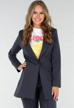 Antraciet Halflange Stretch Blazer