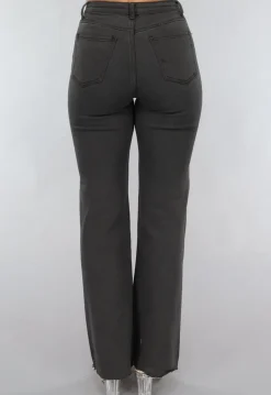 Antraciet Straight Leg Jeans met Strass Steentjes