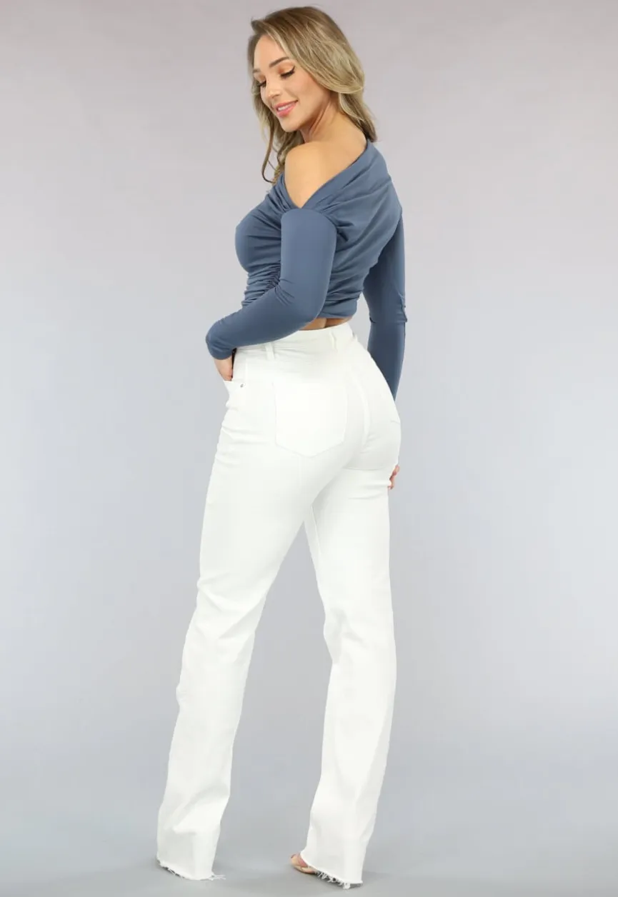 Antraciet Stretch Top met Plooien