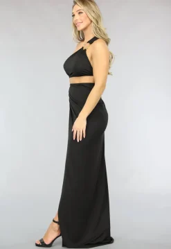 Asymmetrische Cut Out Jurk met Gouden Ringen