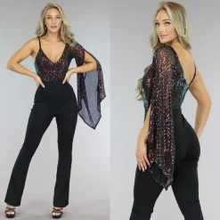 Asymmetrische One Sleeve Pailletten Jumpsuit