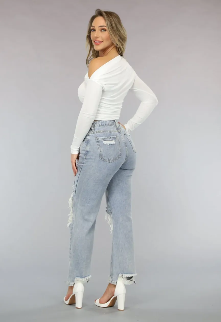 Asymmetrische Stretchy Witte Top