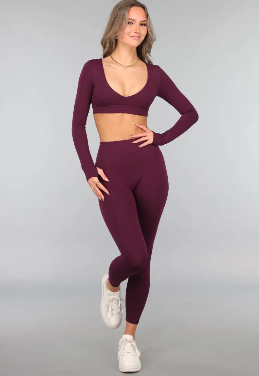 Aubergine Longsleeve stretch Sporttop