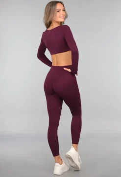 Aubergine Longsleeve stretch Sporttop