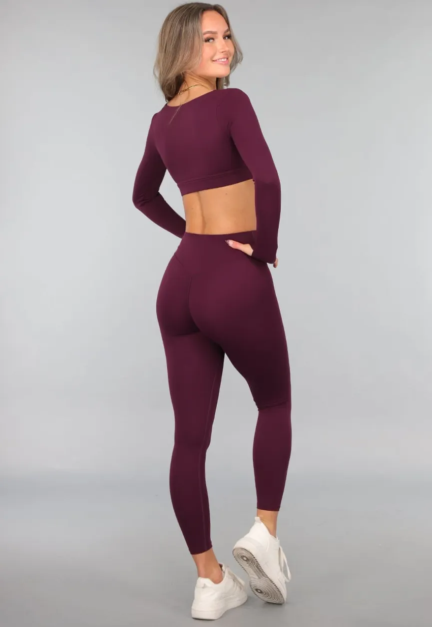 Aubergine Longsleeve stretch Sporttop