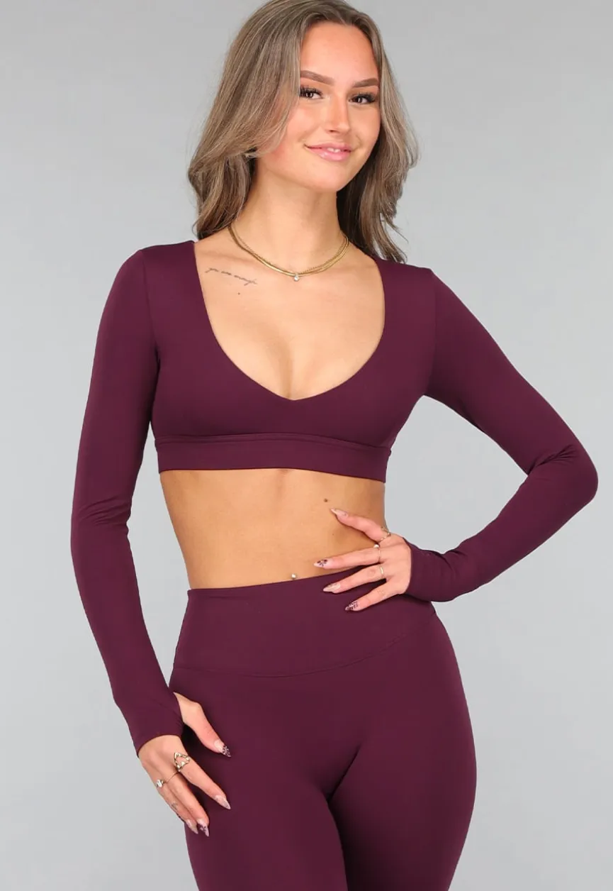 Aubergine Longsleeve stretch Sporttop