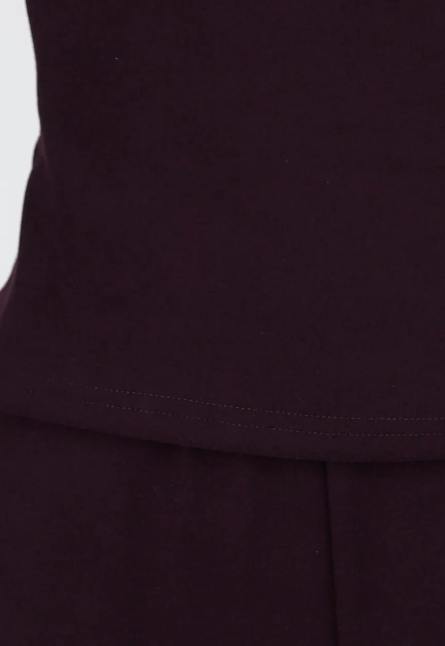 Aubergine Zachte Stretch Top met Lange Mouwen