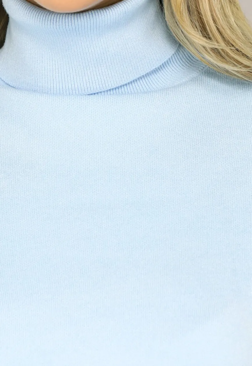 Babyblauwe Gebreide Co Ord Set met Col