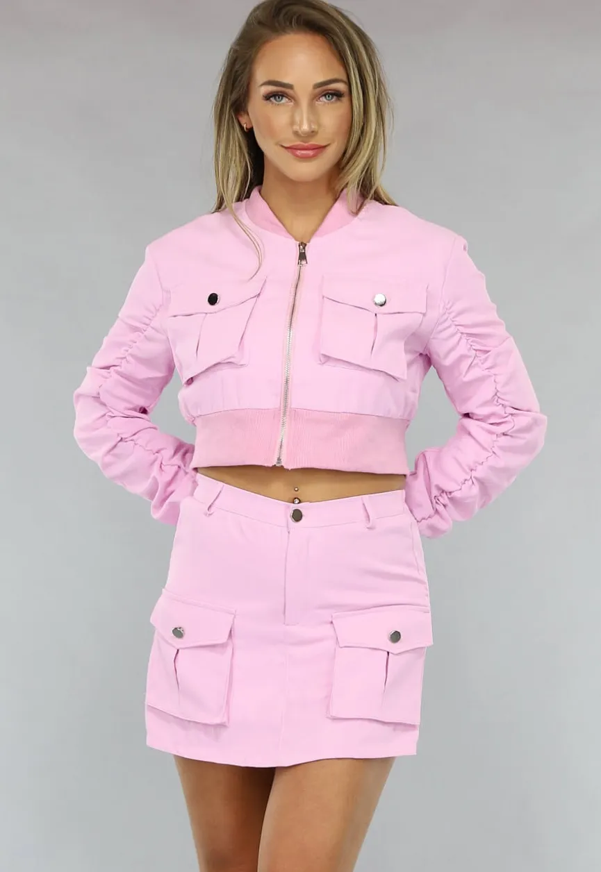 Baby Roze Co Ord Set met Bomberjack