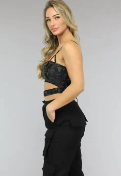 Bandeau Top met Reflecterende Print