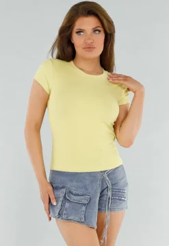 Basic Butter Yellow T-Shirt met Stretch