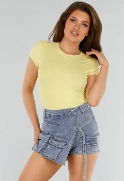 Basic Butter Yellow T-Shirt met Stretch