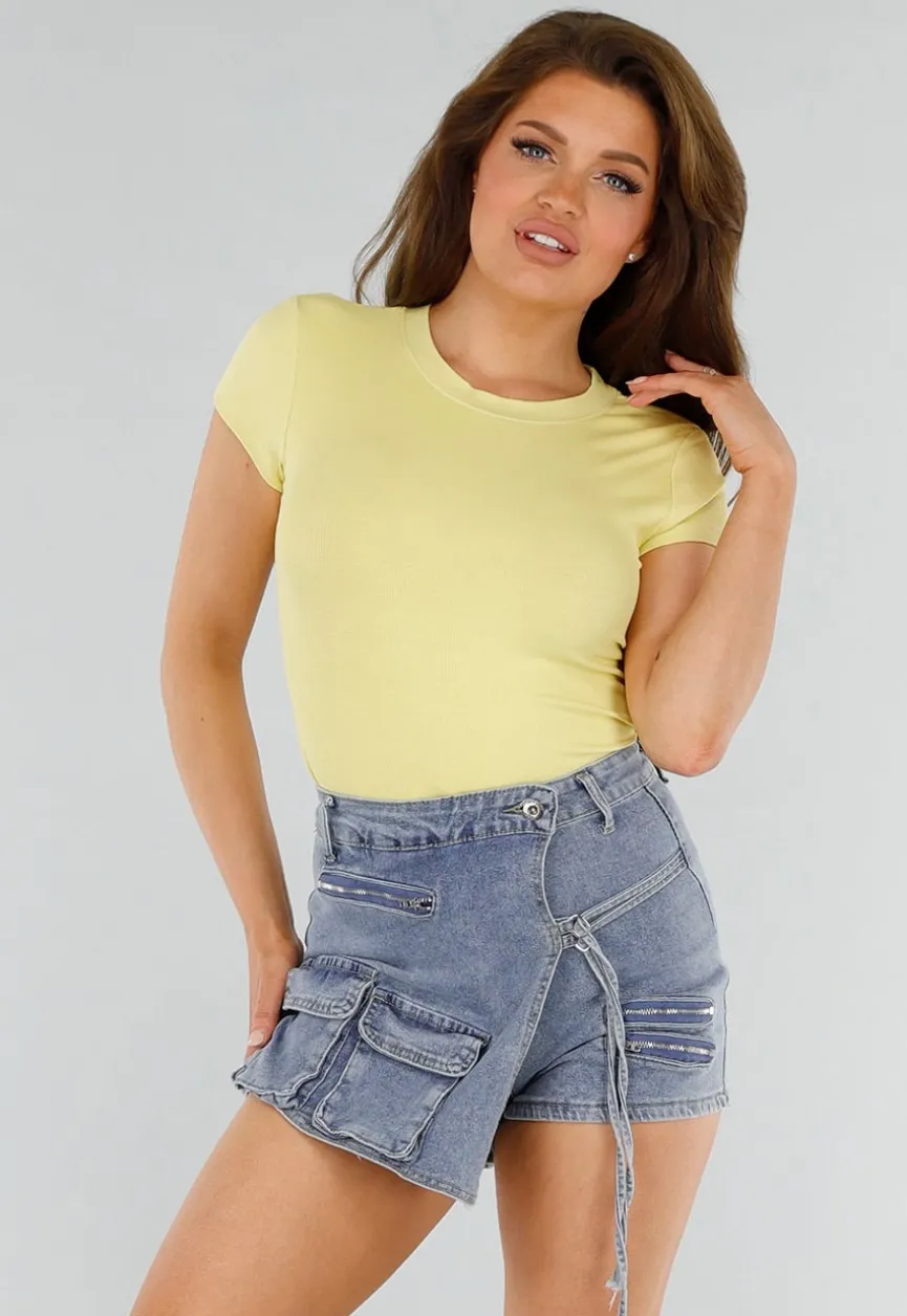 Basic Butter Yellow T-Shirt met Stretch