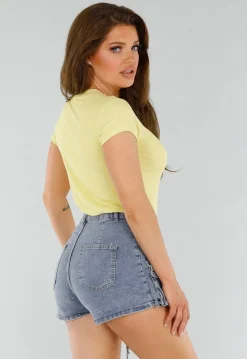 Basic Butter Yellow T-Shirt met Stretch