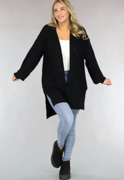 Basic Zwart Gebreid Vest met Zakken