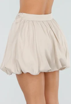 Beige Ballon Skort met Hoge Taille