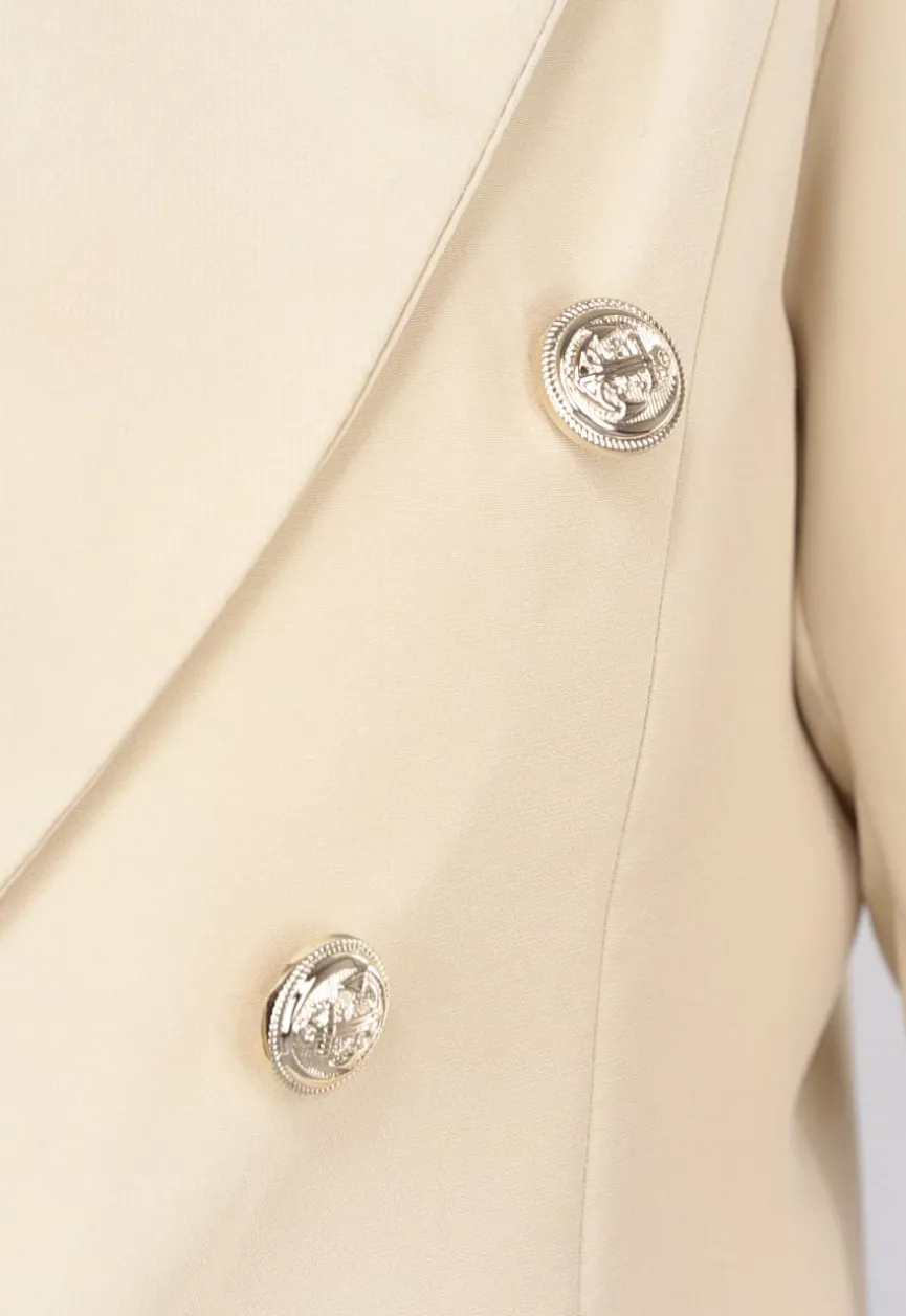 Beige Blazer met Knopen