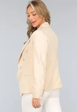 Beige Blazer met Knopen