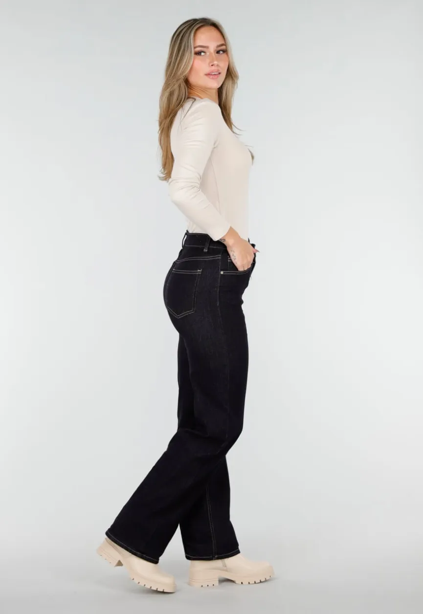 Beige Bodysuit met Lange Mouwen en Ronde Hals Stretch
