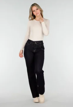 Beige Bodysuit met Lange Mouwen en Ronde Hals Stretch
