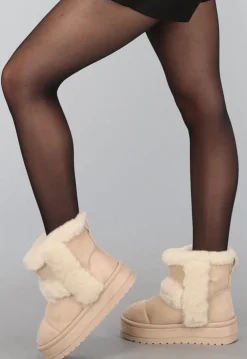 Beige Bont Laarsjes met Plateau