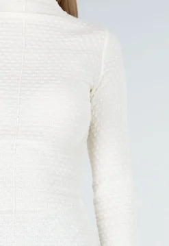 Beige Coltrui Top met Lange Mouwen