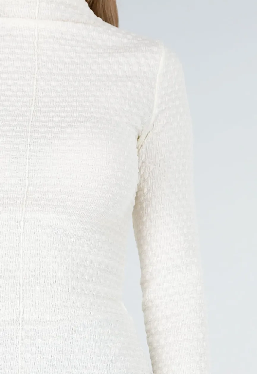 Beige Coltrui Top met Lange Mouwen