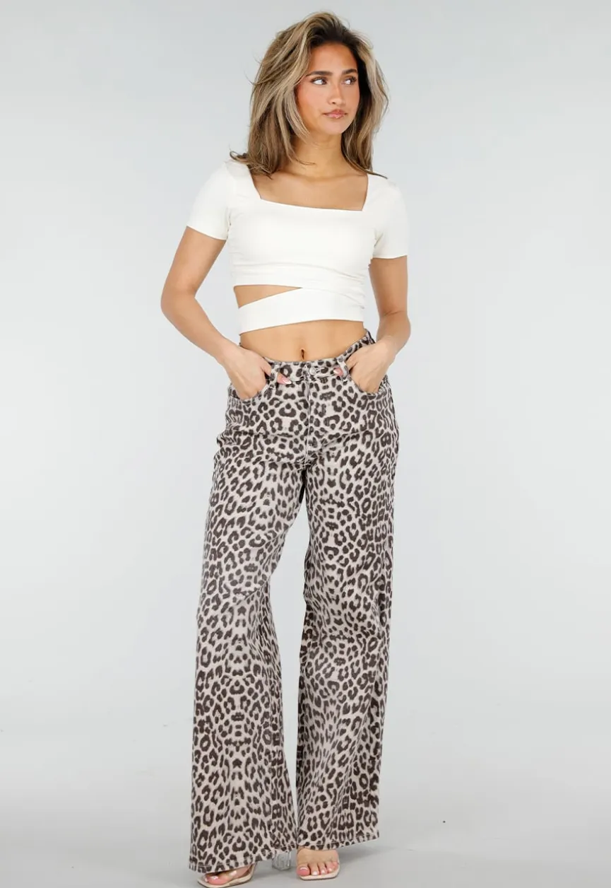 Beige Crop Top met Vierkante Hals en Pads