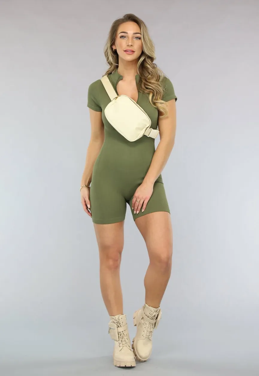 Beige Fanny Pack met Rits