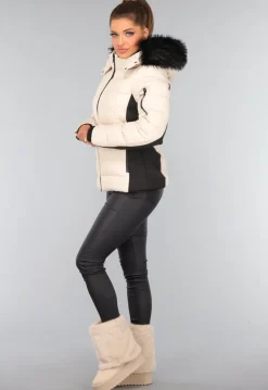 Beige Faux Fur Laarzen met Plateau