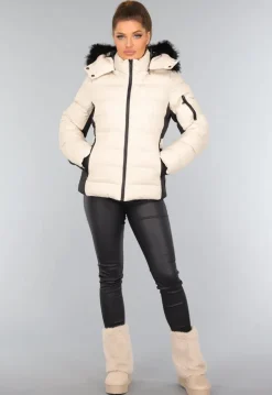 Beige Faux Fur Laarzen met Plateau