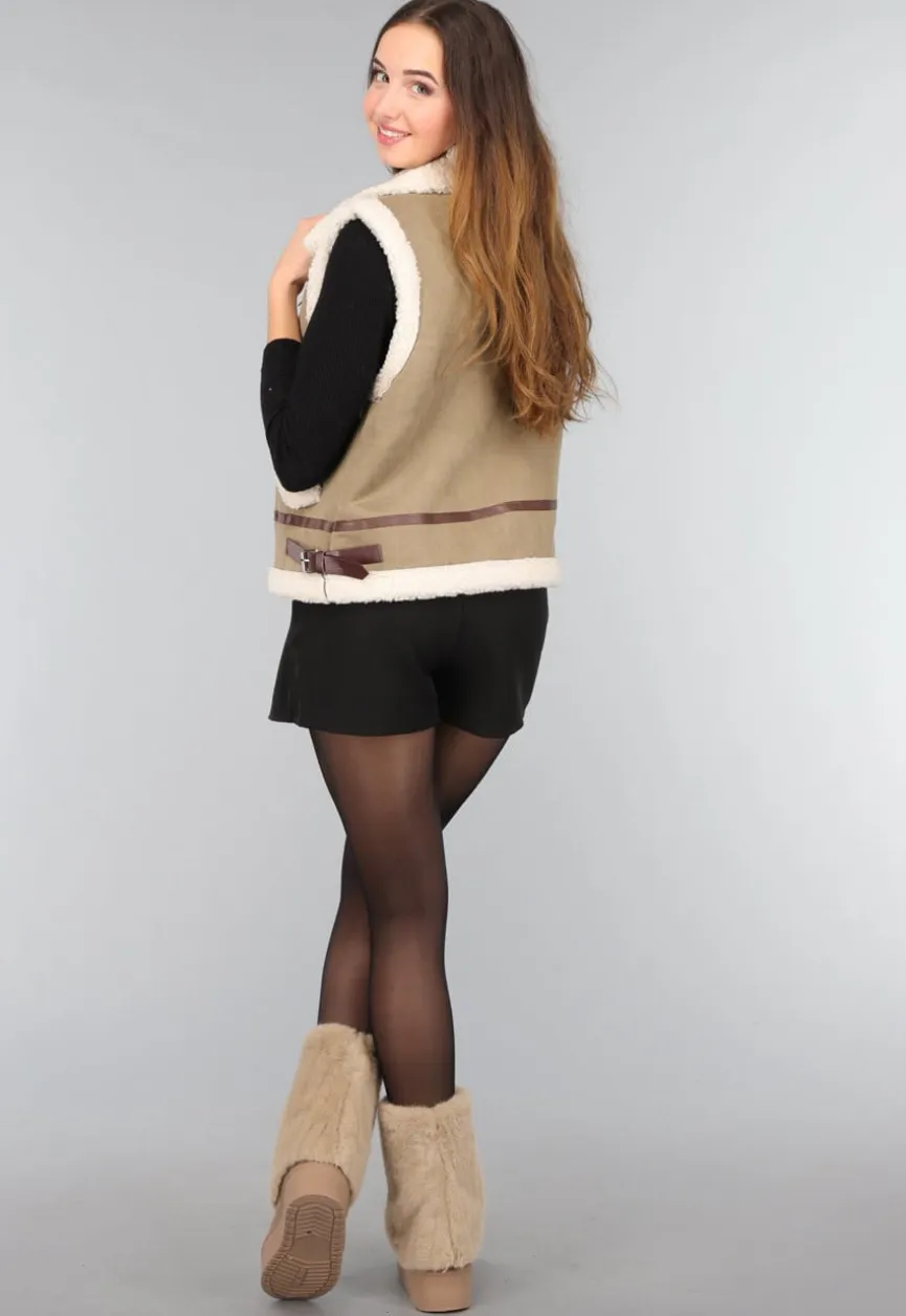 Beige Faux Fur Overslag Laarsjes