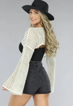 Beige Gehaakte Bohemian Bolero