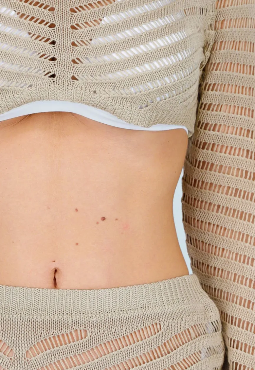 Beige Gehaakte Cover Up Set