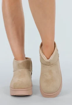 Beige Gevoerde Warme Boots met Teddy Binnenkant