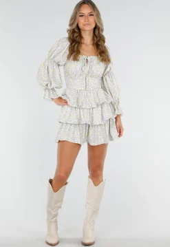 Beige Hoge Cowboylaarzen met Sierstiksels en Rits