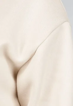 Beige Hoodie Set met Wijduitlopende Broek