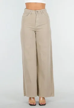 Beige Jeans met Wijde Pijpen