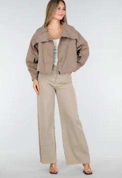 Beige Jeans met Wijde Pijpen